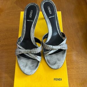 Fendi Silver mule with double FF’s Size 8.5 (40 EUR)